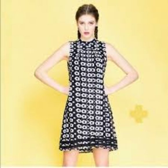 Anthropologie Mod Black and White Mini dress - Picture 2 of 2
